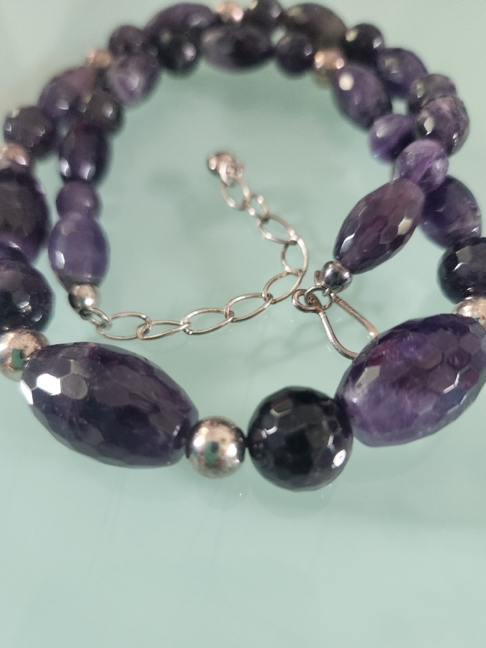 Jay King Amethyst Silver beaded necklace, preloved